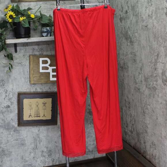 NEW State Of Day Womens Lace-Trim Pajama Pants 100198303MS Tango Red 2XL - Picture 2 of 8